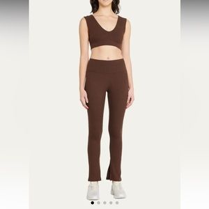Year of ours lounge pant and bralette in a rib-knit finish set dark oak